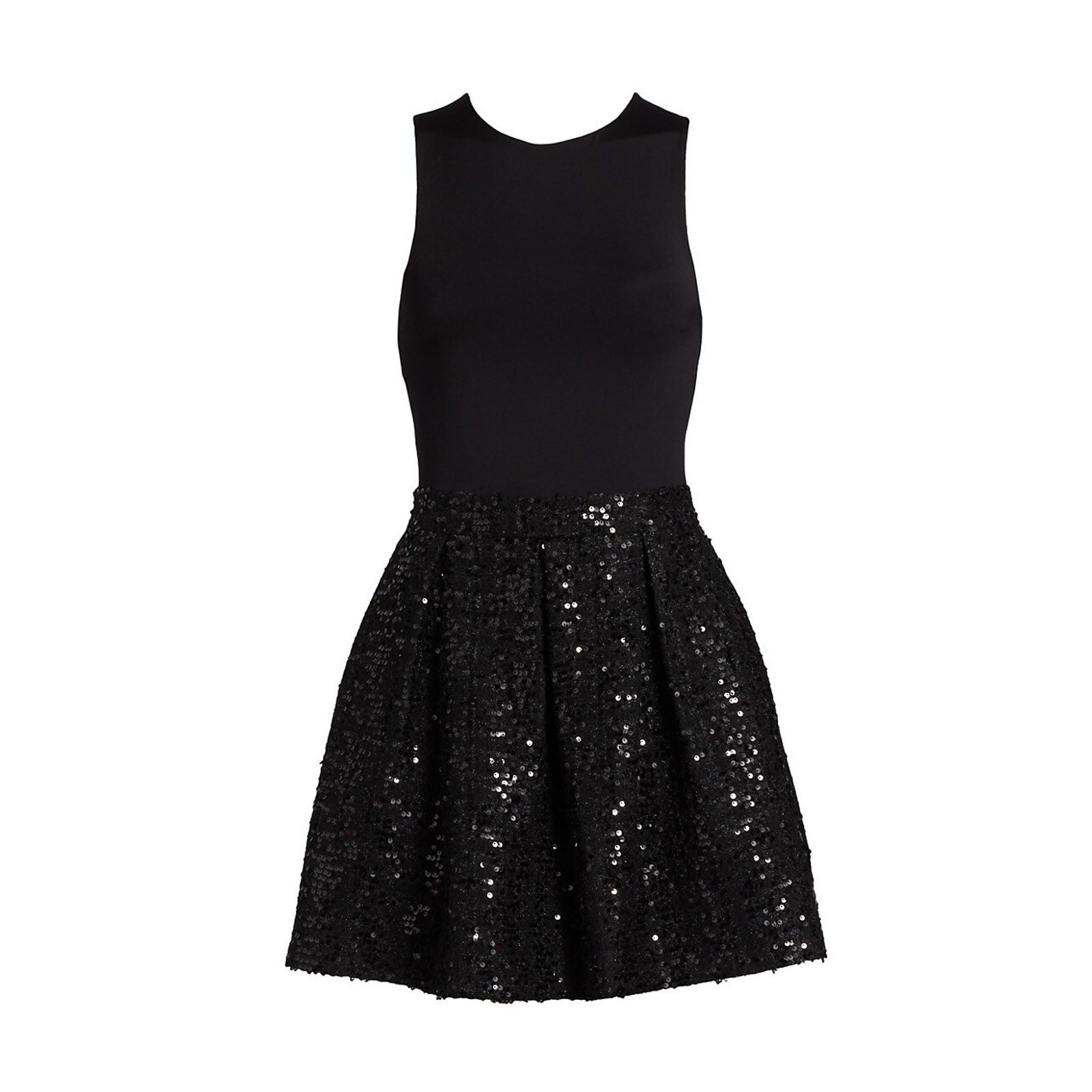 Alice + Olivia 'Chara' Black Polyester Sequined Fit & Flare Minidress Size 2
